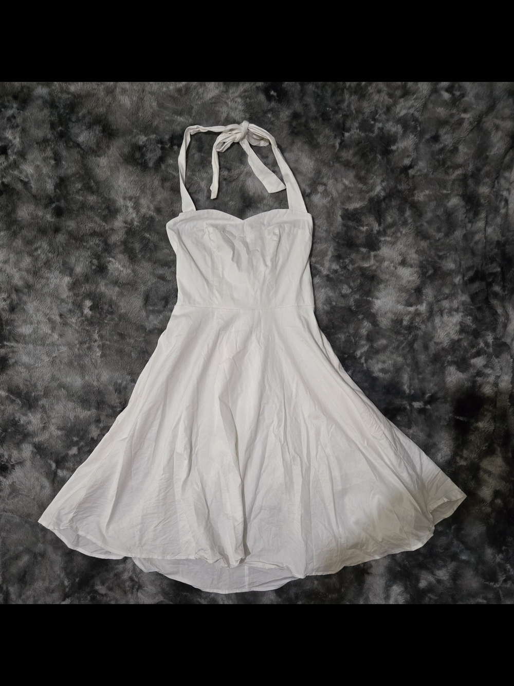 Topdress White Halter Fit & Flare Dress Lace Up Back Size Small
